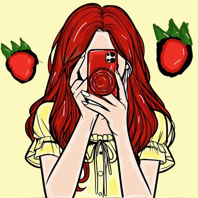 a realistic girl holding her phone taking pictures