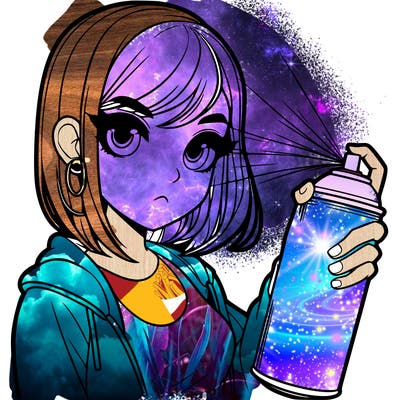 a realistic girl spray, painting