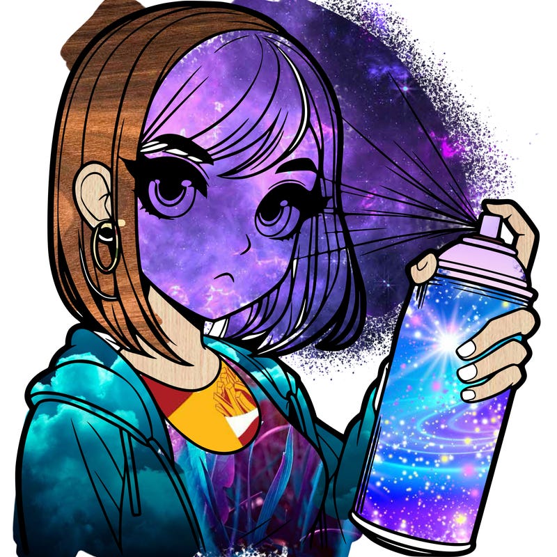 a realistic girl spray, painting