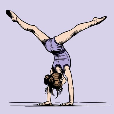 realistic gymnastic hand stand girl in four splits