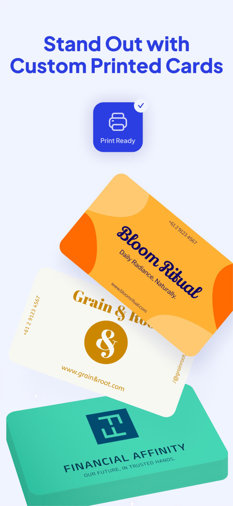 Fluer: Digital Business Card - Esempi di design di biglietti da visita personalizzati e professionali creati utilizzando l'app Fluer