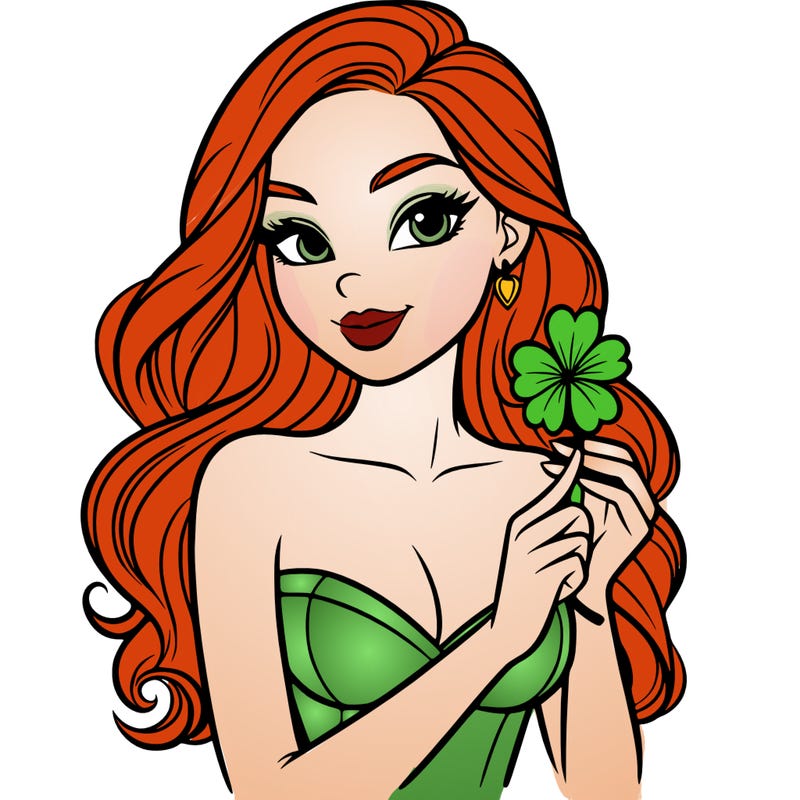 beautiful woman  carrying a clover