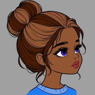 realistic girl with bun