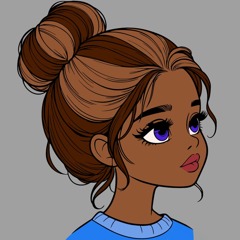 realistic girl with bun