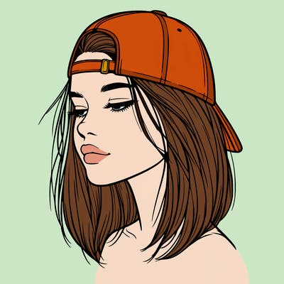 realistic  girl with a backwards hat