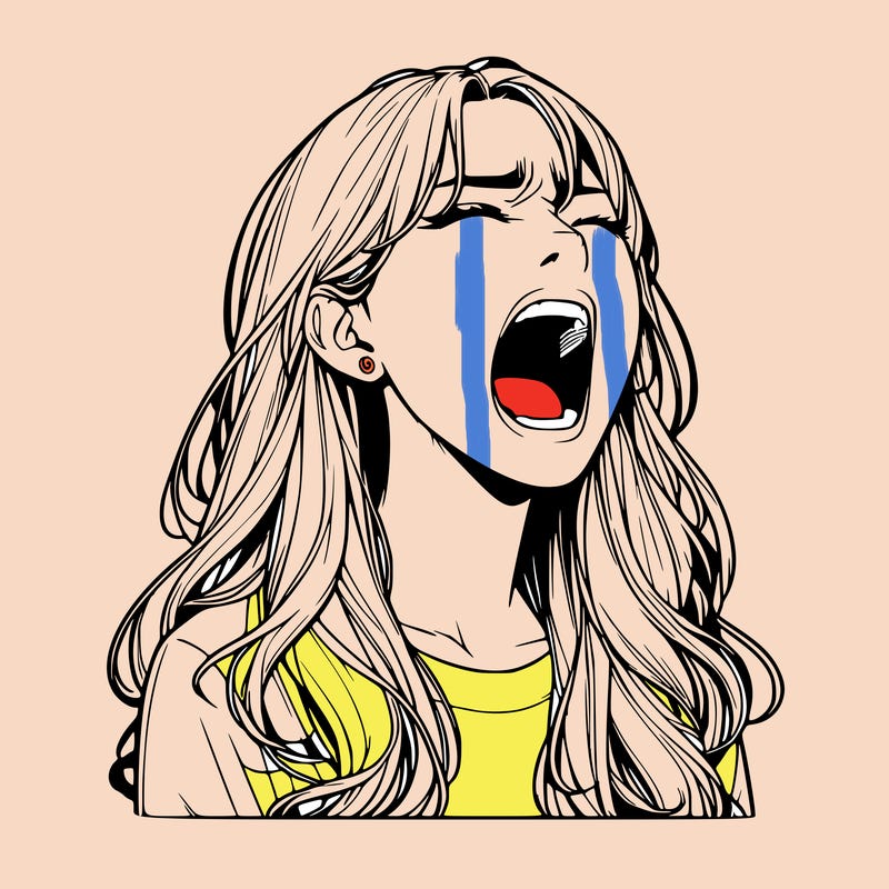 screaming realistic, girl