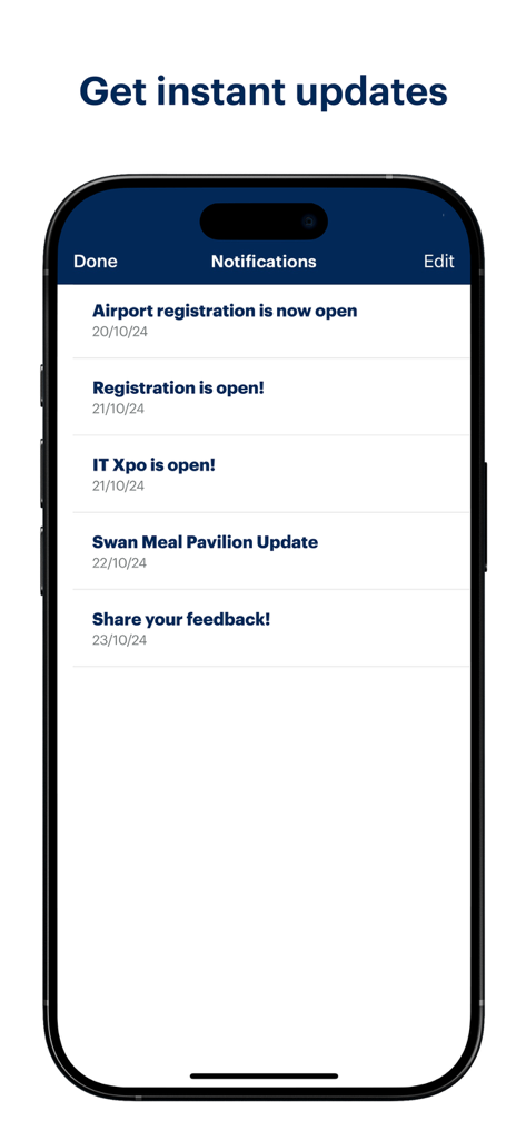 Gartner Conference Navigator - Notifications screen in Gartner Conference Navigator app displaying real-time event updates and alerts.