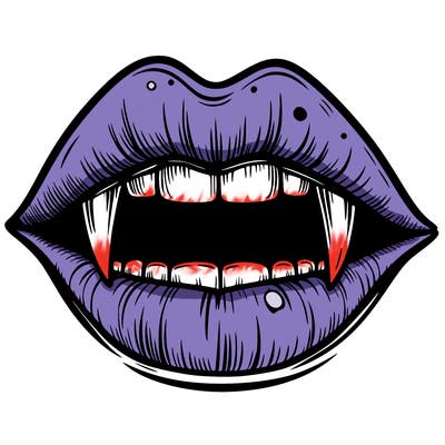 lips with vampire teeth