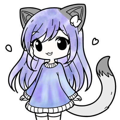 girl with cat ears and tail