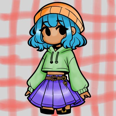 cute femboy with skirtand cropped hoodie