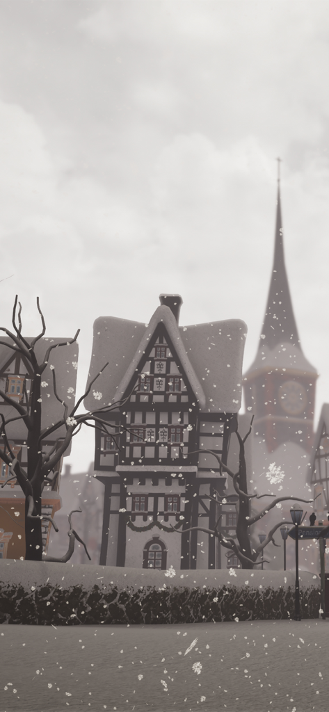 Escape Game: Ho Ho Ho! - Verschneites Winterdorf mit Fachwerkhäusern und einem Uhrturm