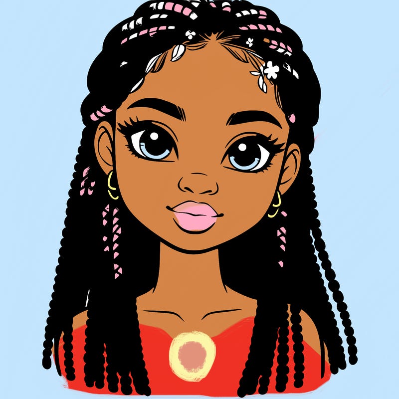 a realistic black girl with braids