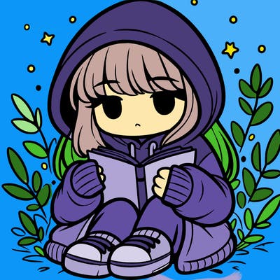 girl in oversized hoodie reading a book