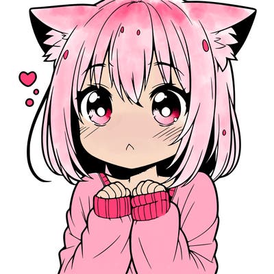 shy anime catgirl