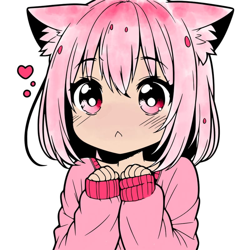 shy anime catgirl