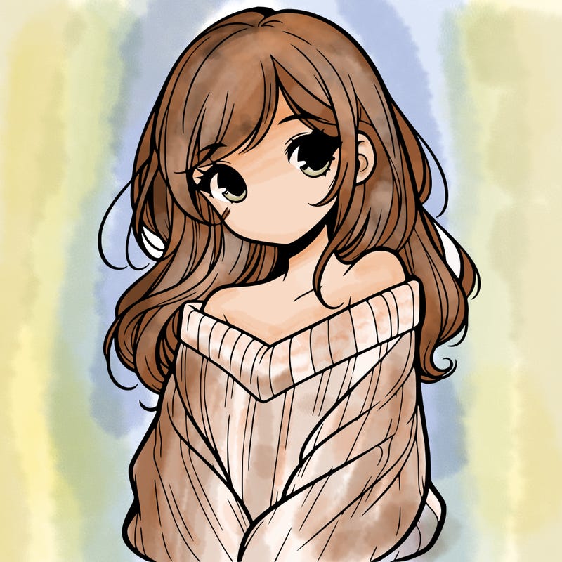 shy pretty girl wearing a sweater that is falling off one shoulder portrait