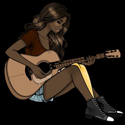 realistic woman play guitar