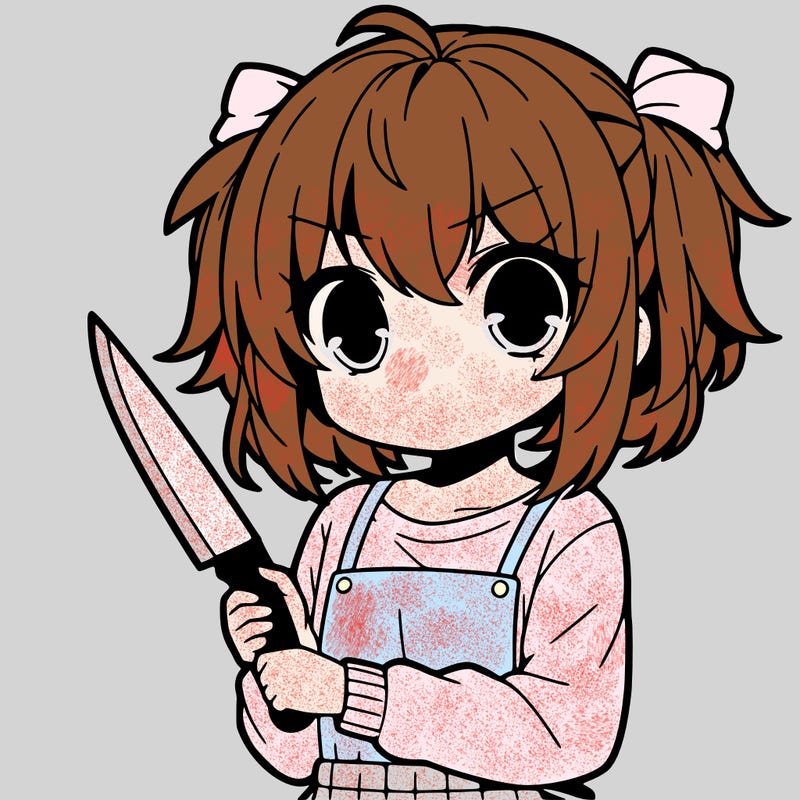 anime girl holding a knife