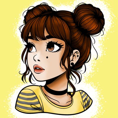 realistic girl with spacebuns