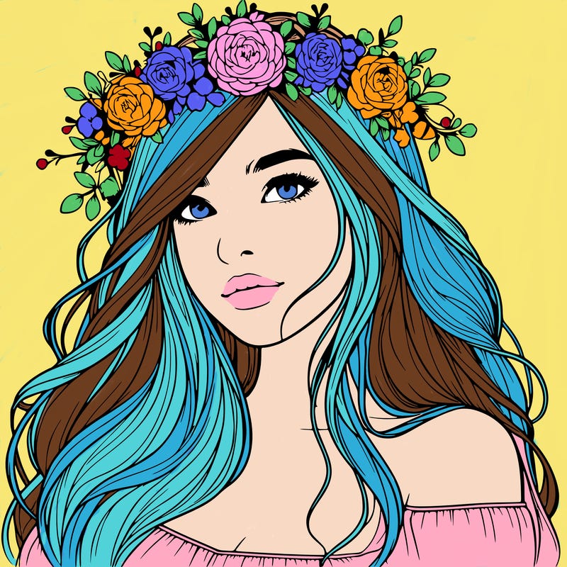 realistic girl with flower crown