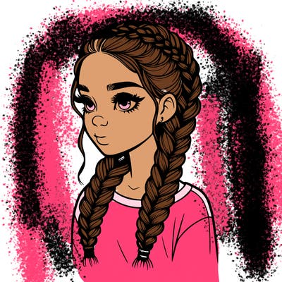 realistic girl with braids