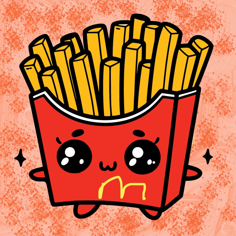 a cute. french fries