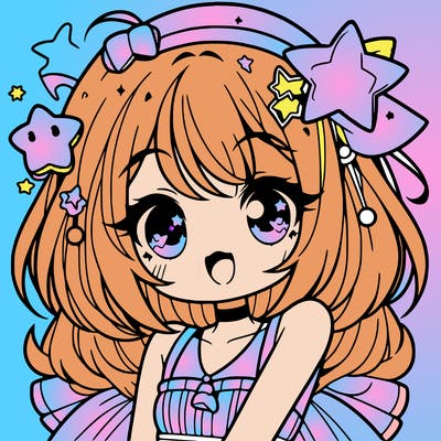 cute anime girl with star accessories