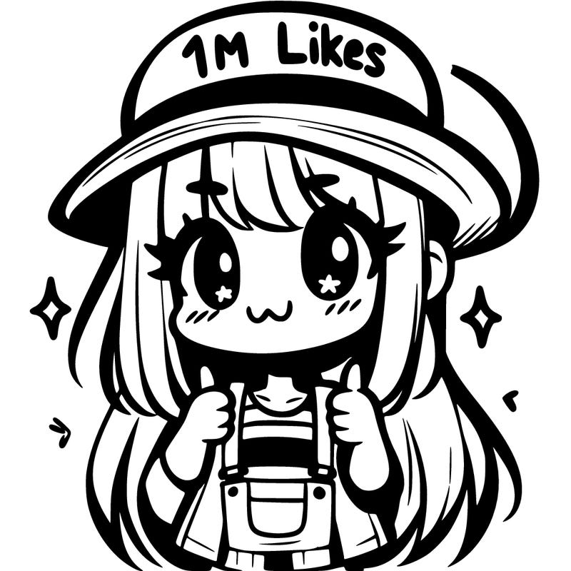 a girl with a hat saying 1m likes pls