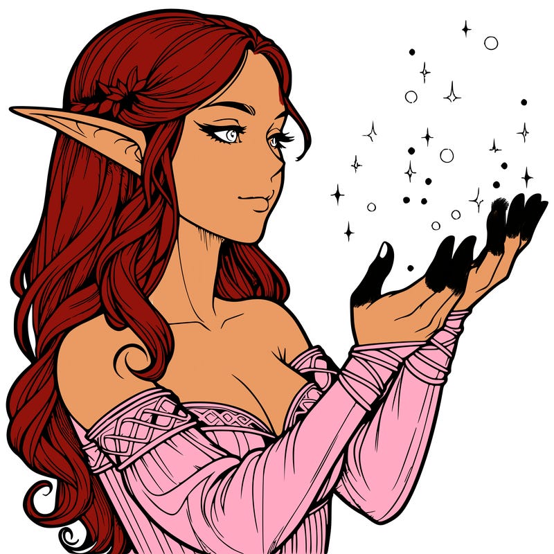 realistic elf girl doing magic