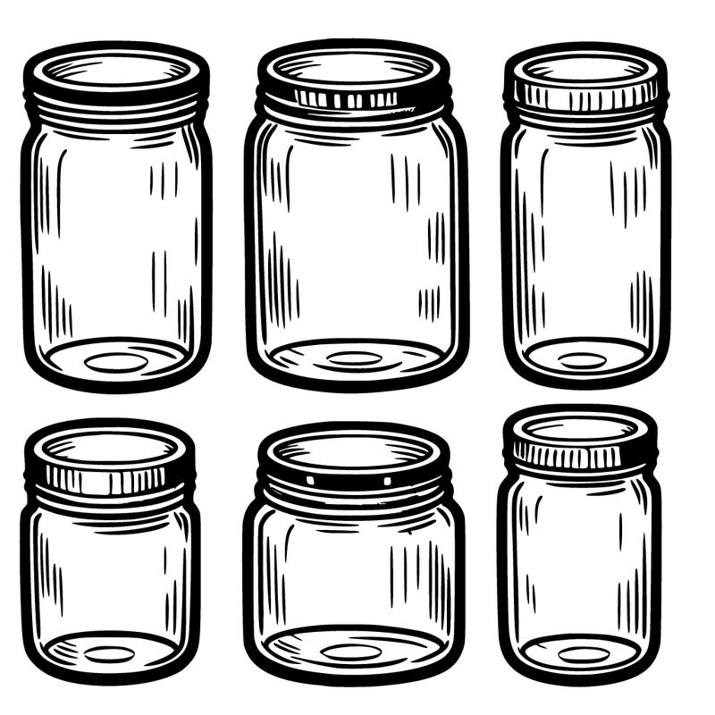 6 empty jars the same size