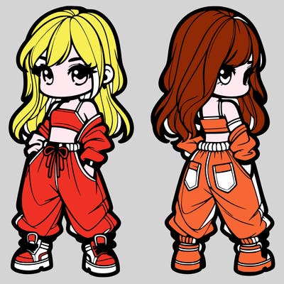 girl in crop top and baggy pants