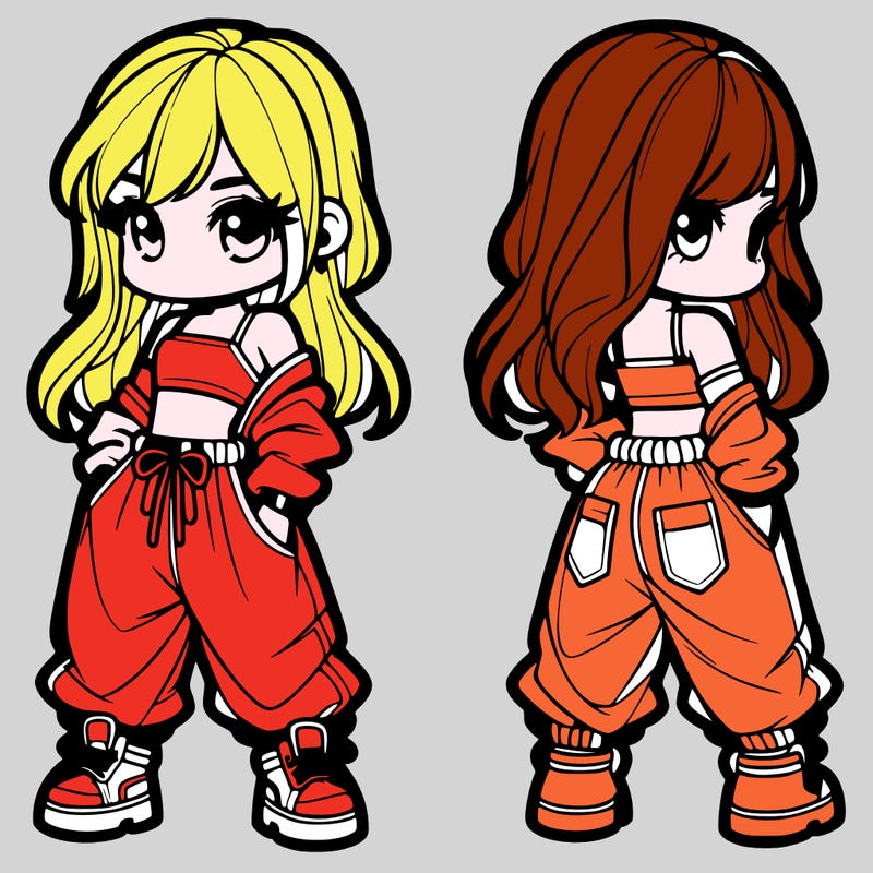 girl in crop top and baggy pants