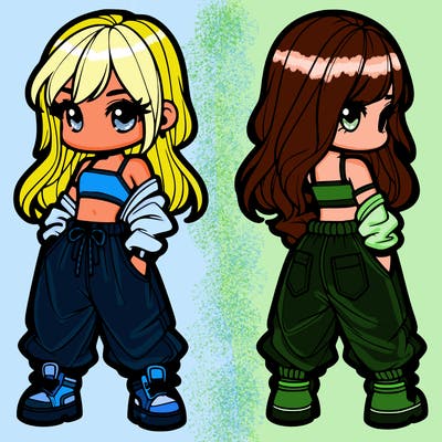 girl in crop top and baggy pants