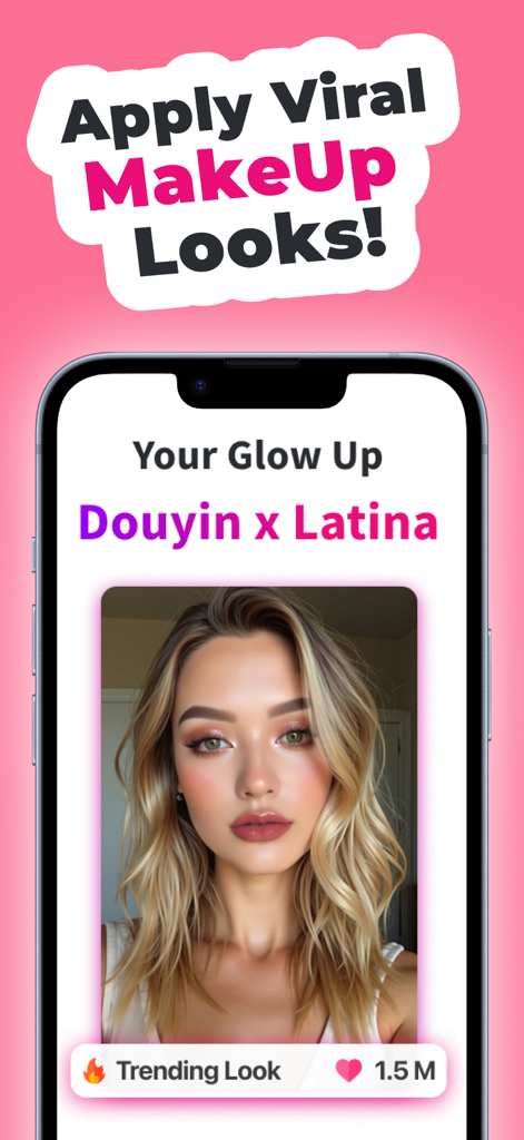 Glamour:Color Analysis&Glow Up - Una mujer mostrando un look de maquillaje viral de tendencia dentro de la interfaz de la aplicación Glamour