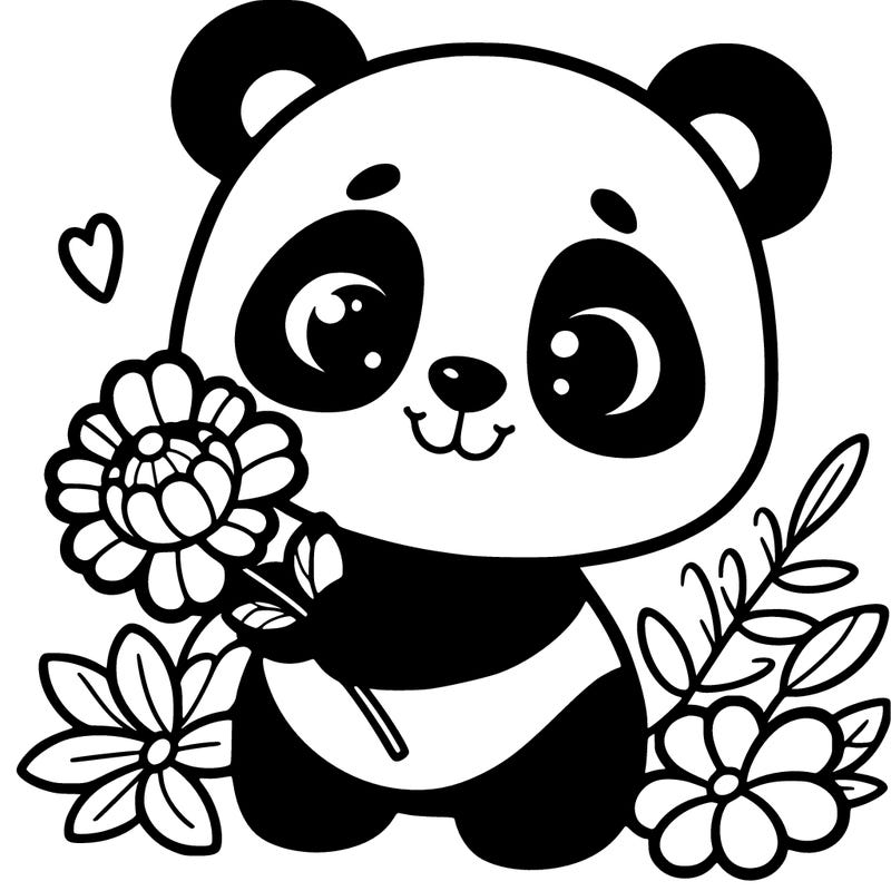 panda holding a flower
