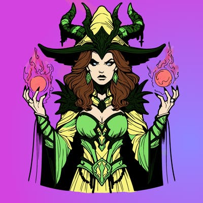 realistic evil sorceress fantasy chaos