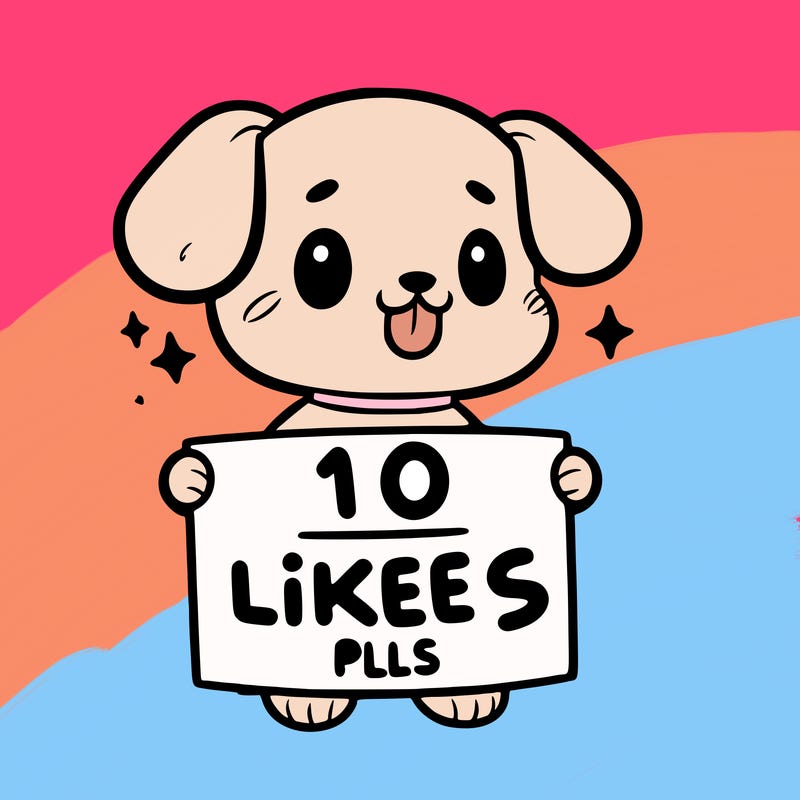 cute dog holding a sign saying 10 likes pls