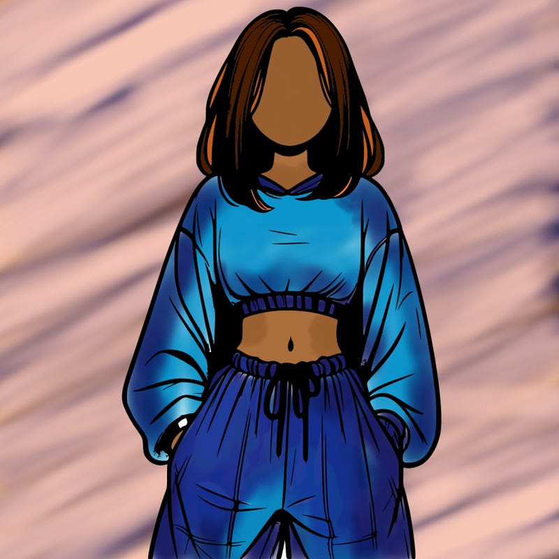 realistic girl faceless with baggy pants and a crop top