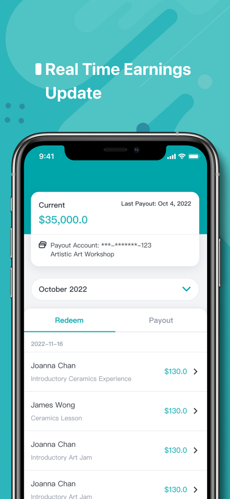 HelloToby Pro - HelloToby Pro app screen showing a current balance of thirty-five thousand dollars and a history of service payments from clients.