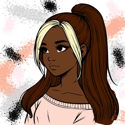 realistic girl with a high ponytail