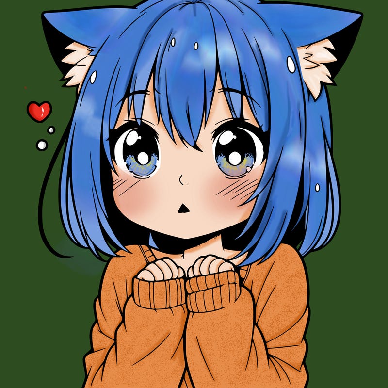 shy anime catgirl