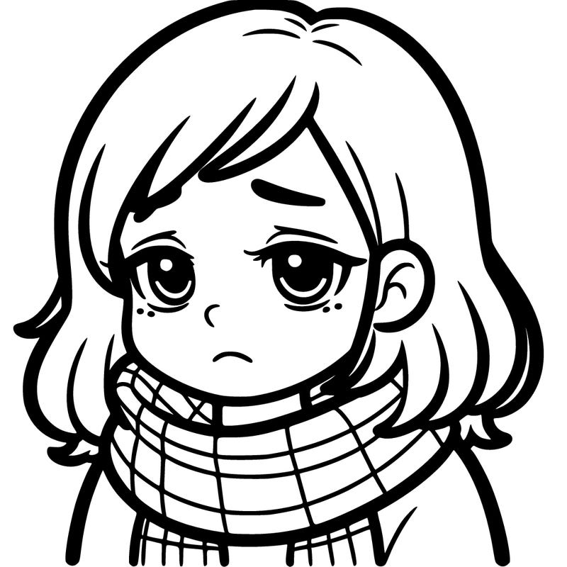 a girl with a scarf looking tired