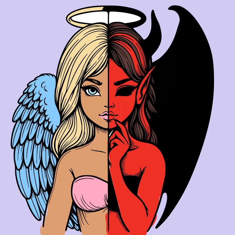 realistic angel half demon