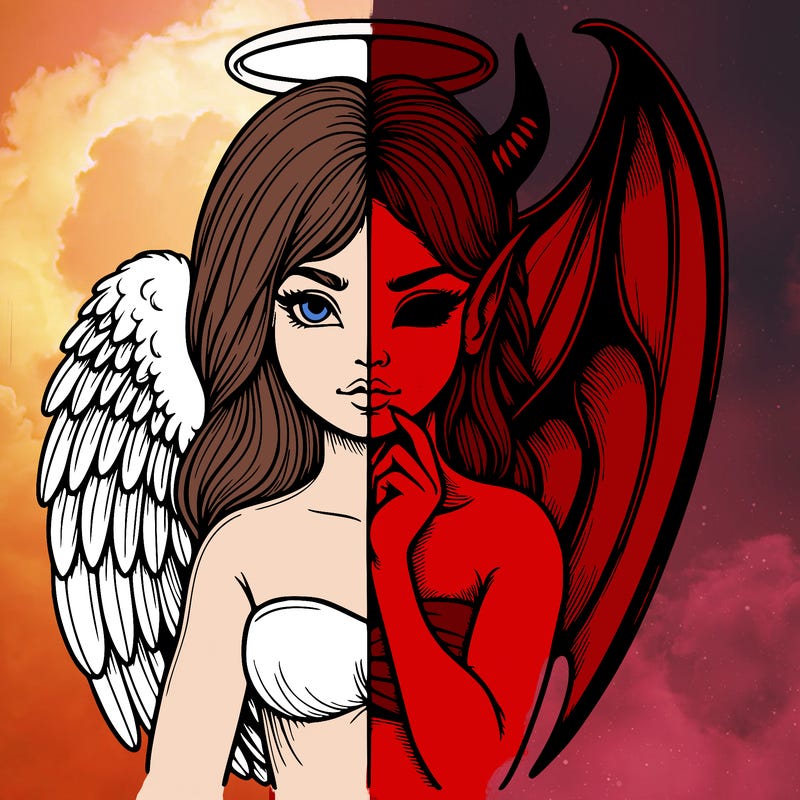 realistic angel half demon