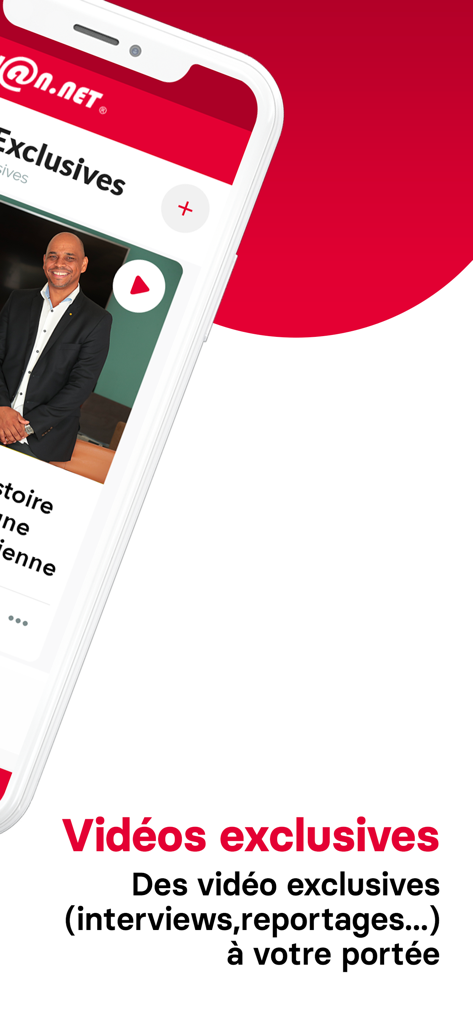 Abidjan.net - Écran de l'application mobile Abidjan.net présentant des vidéos d'actualités exclusives et des interviews.