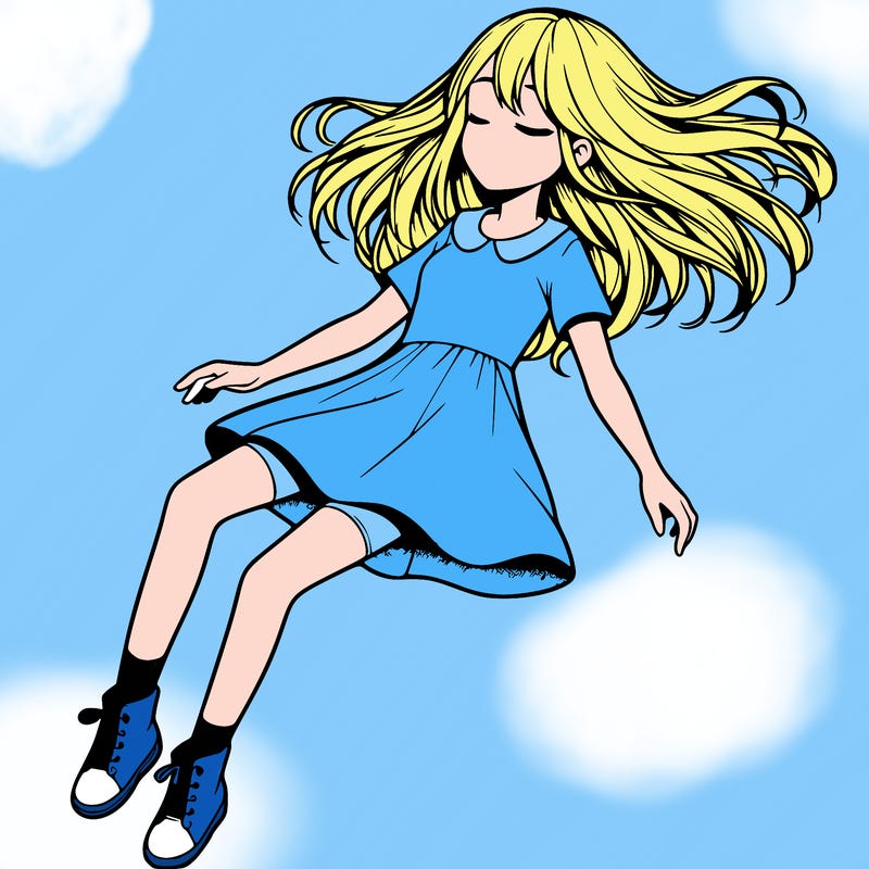 realistic girl floating