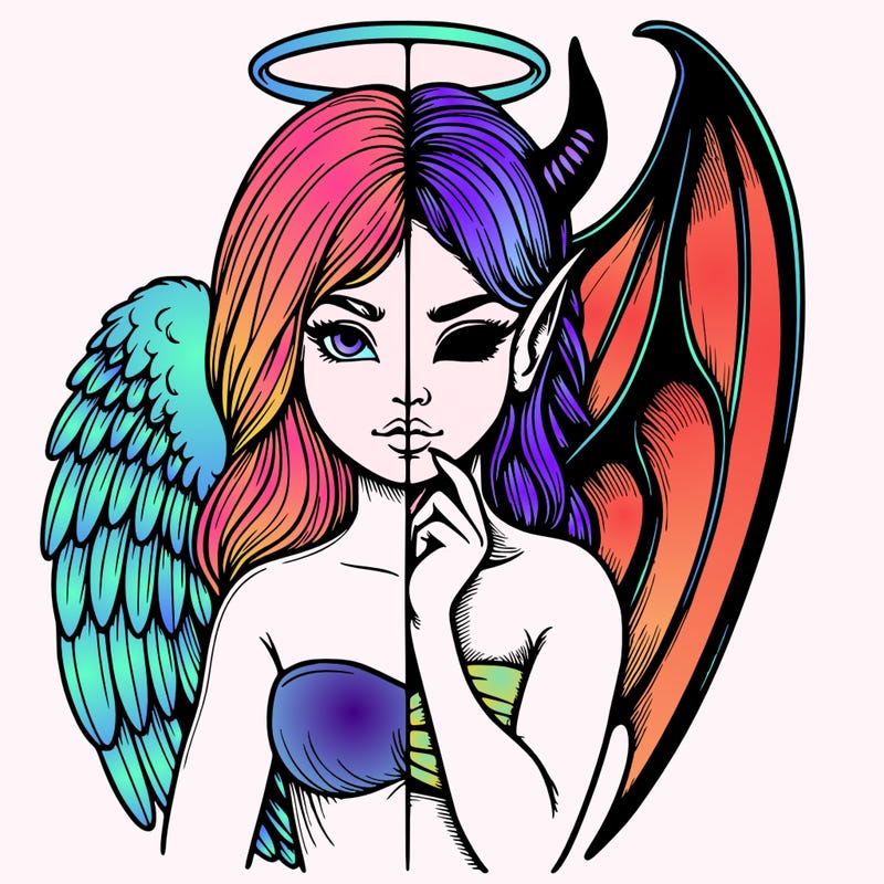 realistic angel half demon