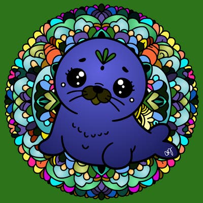 a cute baby seal mandala