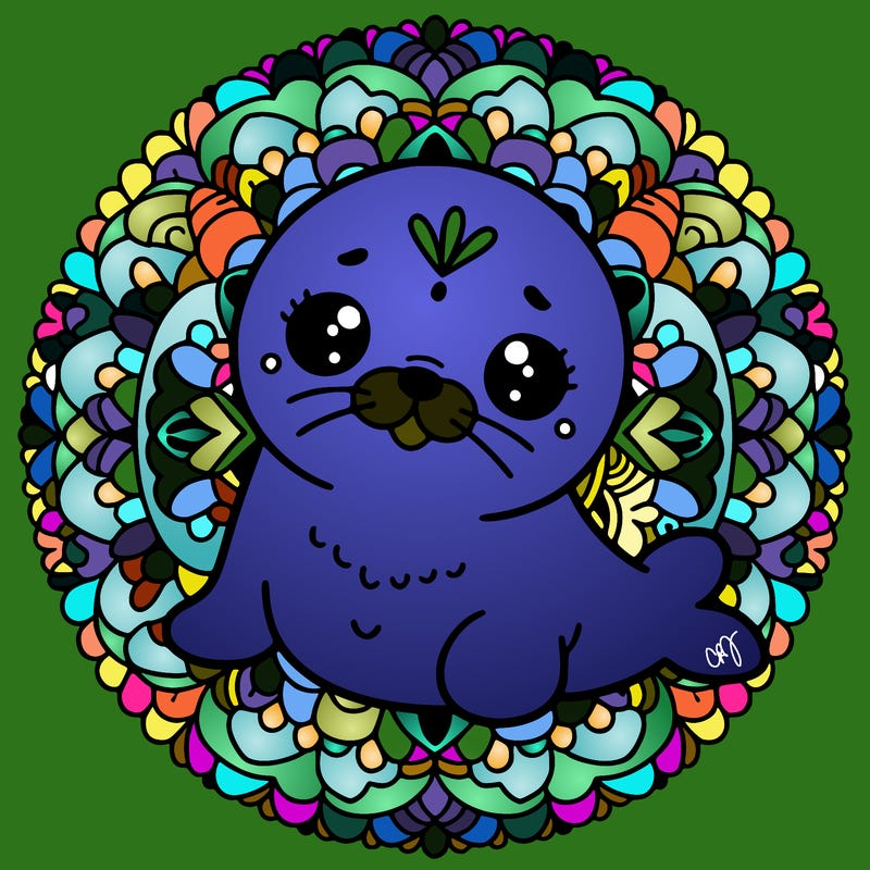a cute baby seal mandala