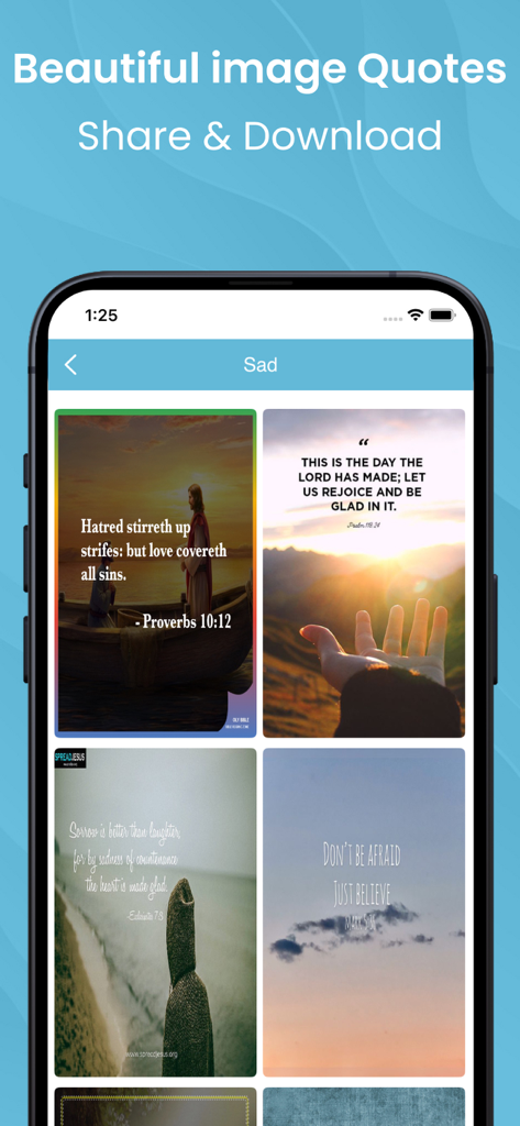A gallery of shareable Bible verse image quotes within the Yoruba Bible mobile app